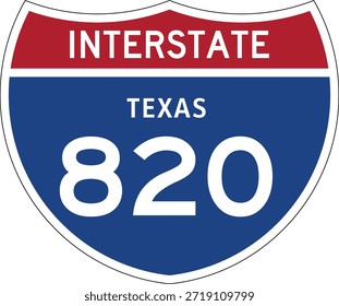 Interstate 820 Texas, I-820, Highway Design Shield Vetor Editável
