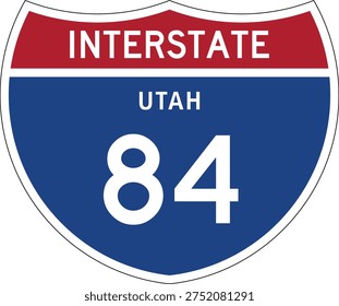Interstate 84 (I-84) Utah UT US Interstate Highway Route Shield Badge Vector