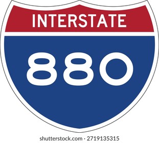 Interstate 880, I-880, Highway Design Shield Editable Vector