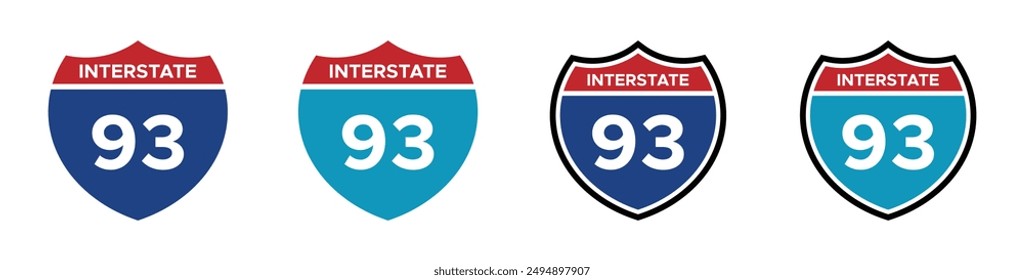 Interstate 93 highway vector signs set