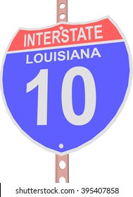 Interstate highway 10 road sign in Louisiana