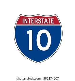 Interstate Highway 10 Road Sign 