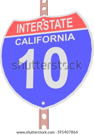 Interstate highway 10 road sign in California