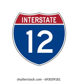 Interstate highway 12 road sign 