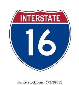 Interstate Highway 16 Road Sign Stock Vector (Royalty Free) 693789031 ...