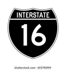 Interstate highway 16 road sign. Black variant