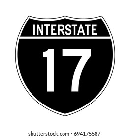 Interstate highway 17 road sign. Black variant
