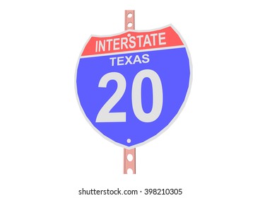 Interstate highway 20 road sign in Texas