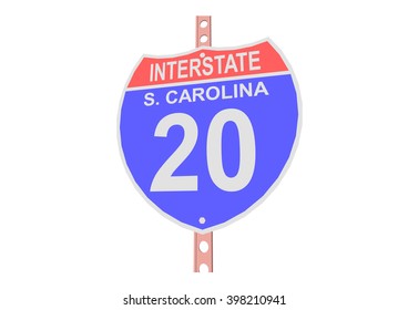 Interstate highway 20 road sign in South Carolina