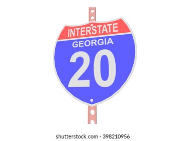 Interstate highway 20 road sign in Georgia