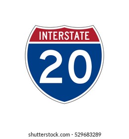 Interstate Highway 20 Road Sign