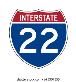 Interstate highway 22 road sign 