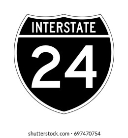 Interstate highway 24 road sign. Black variant