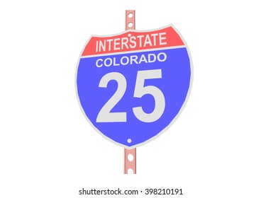 Interstate highway 25 road sign in Colorado