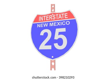 Interstate highway 25 road sign in New Mexico
