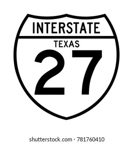 Interstate highway 27 texas road sign, white variant sign