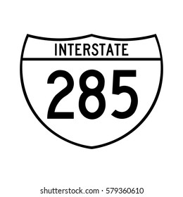 Interstate highway 285 road sign. White