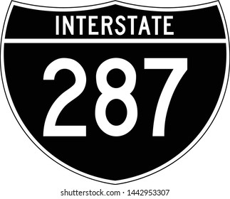 Interstate highway 287 road sign. a black variant