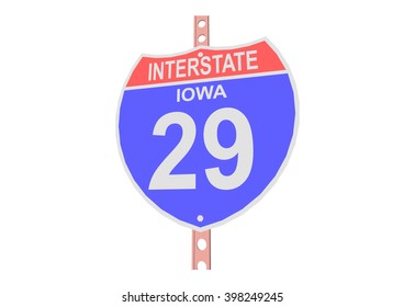 Interstate highway 29 road sign in Iowa