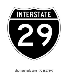 Interstate highway 29 road sign. Black variant