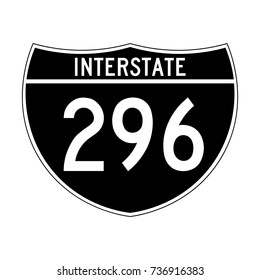 Interstate highway 296 road sign, black variant sign