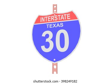 Interstate highway 30 road sign in Texas