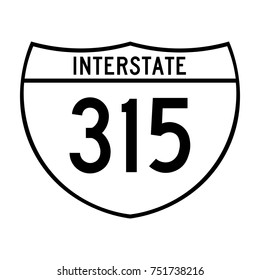 Interstate highway 315 road sign, white variant sign