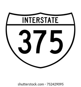 Interstate highway 375 road sign, white variant sign