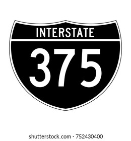Interstate highway 375 road sign, black variant sign