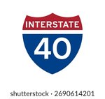 Interstate highway 40 road sign icon. Intrastate american road sign vector design and illustration.
