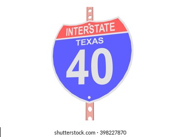 Interstate highway 40 road sign in Texas