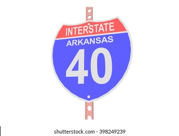 Interstate highway 40 road sign in Arkansas