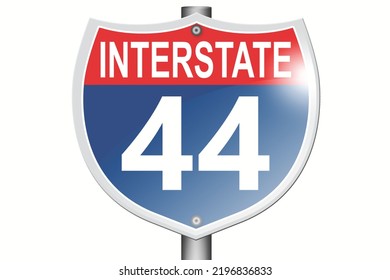 Interstate highway 44 road sign isolated on white background, 3d rendering 