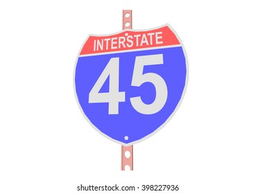 Interstate highway 45 road sign in 