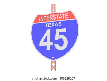 Interstate highway 45 road sign in Texas