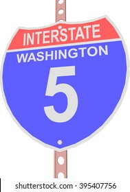 Interstate highway 5 road sign in Washington