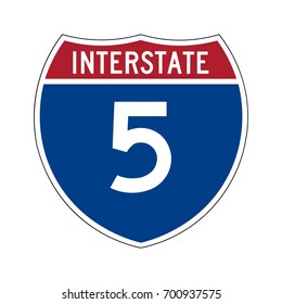 Interstate Highway 5 Road Sign.