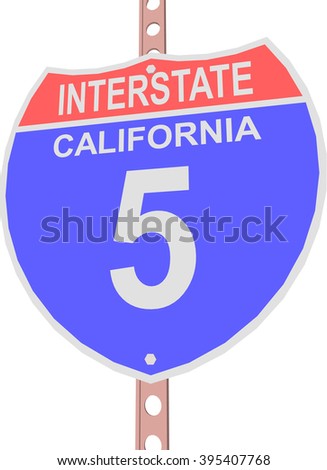 Interstate highway 5 road sign in California