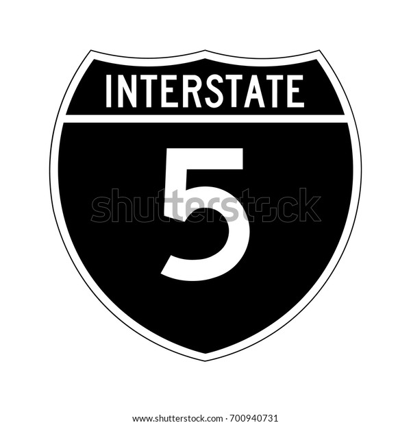 Interstate Highway 5 Road Sign Black Stock Vector Royalty Free 700940731