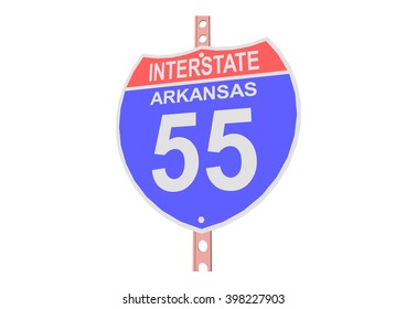 Interstate highway 55 road sign in Arkansas