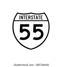 Interstate Highway 55 Road Sign White Stock Vector (Royalty Free ...
