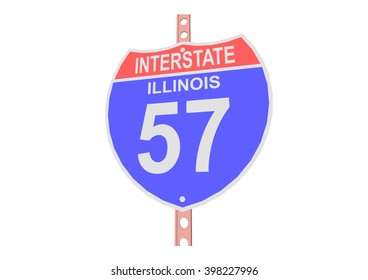Interstate highway 57 road sign in Illinois