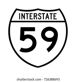 Interstate highway 59 road sign, white variant