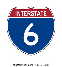 Interstate highway 6 road sign - Vector