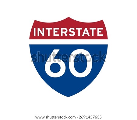 Interstate highway 60 road sign icon. Intrastate american road sign vector design and illustration.