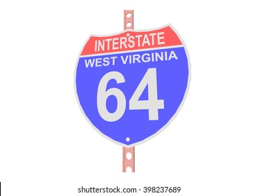 Interstate highway 64 road sign in West Virginia