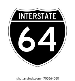 Interstate highway 64 road sign. Black variant of the sign