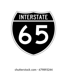 Interstate highway 65 road sign, Black version