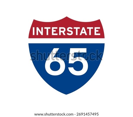 Interstate highway 65 road sign icon. Intrastate american road sign vector design and illustration.
