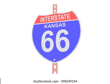 Interstate highway 66 road sign in Kansas